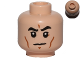 Part No: 3626pb1222  Name: Minifigure, Head Black Eyebrows, Cheek Lines, White Pupils, Frown Pattern