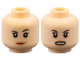 Part No: 3626pb1237  Name: Minifigure, Head Dual Sided Female Black Eyebrows, Nougat Lips, Neutral with Dimple and Raised Eyebrow / Open Scowl Pattern