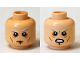 Part No: 3626pb1261  Name: Minifigure, Head Dual Sided Gray and White Eyebrows, Cheek Lines, Raised Eyebrow /  Bared Teeth Pattern