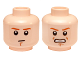 Part No: 3626pb1333  Name: Minifigure, Head Dual Sided Dark Orange Eyebrows and Chin Dimple, Neutral / Angry, Bared Teeth Pattern