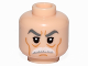 Part No: 3626pb1344  Name: Minifigure, Head Dark Bluish Gray Thick Eyebrows, Upper Eyelids, White Bushy Moustache, Medium Nougat Cheek Lines, Chin Dimple and Wrinkles, Stern Pattern