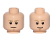 Part No: 3626pb1414  Name: Minifigure, Head Dual Sided Dark Tan Eyebrows, Chin Dimple, White Pupils, Stern / Smile Pattern (SW Luke Skywalker)