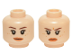 Part No: 3626pb1419  Name: Minifigure, Head Dual Sided Female Dark Brown Eyebrows, Black Eyelashes, Freckles, Nougat Lips, Neutral / Stern Pattern