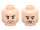 Part No: 3626pb1428  Name: Minifigure, Head Dual Sided Black Eyebrows, Black Stubble, White Pupils Smiling / Open Mouth Scowling Pattern (SW Poe Dameron)