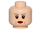 Part No: 3626pb1437  Name: Minifigure, Head Female Dark Gray Eyebrows, Red Lips, Cheek Lines Pattern