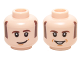 Part No: 3626pb1460  Name: Minifigure, Head Dual Sided Dark Brown Sideburns and Eyebrows, White Pupils with Lopsided / Open Smile Pattern (Howard Wolowitz)