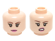 Part No: 3626pb1463  Name: Minifigure, Head Dual Sided Female Dark Brown Eyebrows, Dark Pink Lips with Closed Mouth Smile / Open Mouth Lip Raised Pattern (Penny)