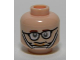 Part No: 3626pb1473  Name: Minifigure, Head Glasses with Crooked Eyeglasses, Brown Eyebrows, Chin Strap Pattern (Ghostbusters Tully)