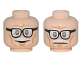 Part No: 3626pb1520  Name: Minifigure, Head Dual Sided Black Frame Glasses, White Moustache, Wrinkles, Cheek Lines, Smile / Frown Pattern (Alfred)