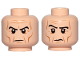 Part No: 3626pb1573  Name: Minifigure, Head Dual Sided Black Eyebrows, Dark Orange Wrinkles, Stern / Raised Right Eyebrow Pattern (Grand Moff Tarkin)