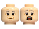Part No: 3626pb1636  Name: Minifigure, Head Dual Sided Female Dark Bluish Gray Eyebrows, Wrinkles, Smile / Open Mouth Scared Pattern