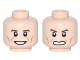 Part No: 3626pb1694  Name: Minifigure, Head Dual Sided Reddish Brown Eyebrows, Cheek Lines, Open Mouth, Smile / Scowl Pattern (Newt)