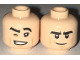 Part No: 3626pb1698  Name: Minifigure, Head Dual Sided Black Eyebrows, Tan Cheek Lines, Winking with Grin with Teeth / Determined Pattern