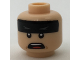 Part No: 3626pb1712  Name: Minifigure, Head Black Headband with Squinted Batman Eyes, Open Mouth Pattern