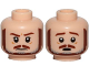Part No: 3626pb1729  Name: Minifigure, Head Dual Sided Brown and Gray Beard, Brown Eyebrows, Moustache, White Pupils, Frown / Scared Pattern (SW Qui-Gon)