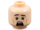 Part No: 3626pb1738  Name: Minifigure, Head Male Black Eyebrows, White Pupils, Chin Dimple, Cheek Lines, Sweat Drops, Open Mouth Surprised / Scared Pattern