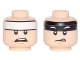 Part No: 3626pb1740  Name: Minifigure, Head Dual Sided White Headband and Worried / Black Headband and Squinted Batman Eyes, Disgusted Pattern (Batman)