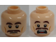 Part No: 3626pb1743  Name: Minifigure, Head Dual Sided Brown Eyebrows, Moustache, White Pupils, Scared Pattern