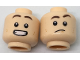 Part No: 3626pb1789  Name: Minifigure, Head Dual Sided Dark Brown Eyebrows, Dark Orange Dimples, Confused / Smile with Teeth Pattern