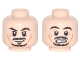 Part No: 3626pb1793  Name: Minifigure, Head Dual Sided PotC Jack Sparrow Black Moustache and Goatee, Cheek Lines, 'X' Shaped Scar, Smile / Scared Pattern