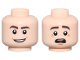 Part No: 3626pb1794  Name: Minifigure, Head Dual Sided Dark Brown Eyebrows, Open Mouth Smile / Scared with Top Teeth and Red Tongue Pattern