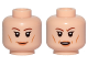 Part No: 3626pb1971  Name: Minifigure, Head Dual Sided Female Brown Eyebrows, Light Orange Lips and Cheek Lines, Smile / Open Mouth Pattern (SW Vice Admiral Holdo)