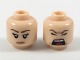 Part No: 3626pb1991  Name: Minifigure, Head Dual Sided Female Reddish Brown Eyebrows, Bright Pink Lips, Neutral / Screaming Pattern