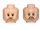 Part No: 3626pb1998  Name: Minifigure, Head Dual Sided Dark Tan Moustache and Beard with Gray Pattern, Sad / Angry Pattern (SW Luke Skywalker)