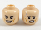Part No: 3626pb2002  Name: Minifigure, Head Dual Sided Black Eyebrows, Dark Orange Cheek Lines, Smiling / Worried with Sweat Drops Pattern