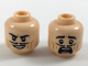 Part No: 3626pb2013  Name: Minifigure, Head Dual Sided Black Eyebrows and Pencil Moustache, Dark Orange Cheek Lines, Smile / Scared Pattern