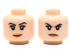 Part No: 3626pb2066  Name: Minifigure, Head Dual Sided Female Black Eyebrows, Peach Lips, Smirk/Frown Pattern