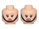 Part No: 3626pb2100  Name: Minifigure, Head Dual Sided Female Dark Tan Eyebrows, Black Chin Strap, Disgusted / Angry Pattern