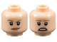Part No: 3626pb2103  Name: Minifigure, Head Dual Sided Female Dark Tan Eyebrows, Small Black Eyelashes, Nougat Lips, Smirk / Scared Pattern