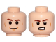 Part No: 3626pb2108  Name: Minifigure, Head Dual Sided Reddish Brown Eyebrows, Medium Nougat Cheek Lines and Chin Dimple, Smile / Angry with Bared Teeth Pattern