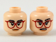 Part No: 3626pb2140  Name: Minifigure, Head Dual Sided Female Black Eyebrows, Red Glasses, Peach Lips, Neutral / Surprised Expression Pattern