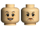 Part No: 3626pb2163  Name: Minifigure, Head Dual Sided Female Dark Bluish Gray Eyebrows, Nougat Lips, Medium Nougat Wrinkles, Smile / Frown Pattern