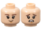 Part No: 3626pb2169  Name: Minifigure, Head Dual Sided Child Female Dark Brown Eyebrows, Medium Nougat Chin Dimple, Grin / Scared Open Mouth with Teeth Pattern