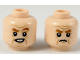 Part No: 3626pb2182  Name: Minifigure, Head Dual Sided Dark Orange Eyebrows, Wrinkles, Lopsided Smirk / Scowl Pattern