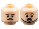 Part No: 3626pb2212  Name: Minifigure, Head Dual Sided Dark Brown Eyebrows and Small Moustache, Medium Nougat Wrinkles, Small Frown / Chin Strap and Surprised Open Mouth with Bottom Teeth Pattern