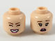 Part No: 3626pb2213  Name: Minifigure, Head Dual Sided Female Reddish Brown Eyebrows, Peach Eye Shadow, Magenta Lips, Smile with Closed Eyes/Scared Pattern