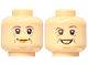 Part No: 3626pb2227  Name: Minifigure, Head Dual Sided Female Reddish Brown Eyebrows, Medium Nougat Lips, Wrinkles, Grin / Smile with Raised Eyebrow Pattern