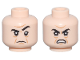 Part No: 3626pb2236  Name: Minifigure, Head Dual Sided Black Eyebrows, Upper Eyelids, Medium Nougat Jowl Lines, Chin Dimple and Wrinkles, Furrowed Brow, Stern with Raised Eyebrow Left / Angry Open Mouth Scowl with Teeth Pattern