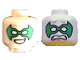Part No: 3626pb2248  Name: Minifigure, Head Dual Sided Green Eye Mask with Eye Holes, Smile / Scared Pattern (Robin)