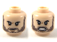 Part No: 3626pb2251  Name: Minifigure, Head Dual Sided Dark Brown Heavy Stubble, Small Scowl / Furious Expression Pattern