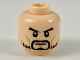 Part No: 3626pb2301  Name: Minifigure, Head Black Eyebrows, Goatee, Light Beard, Medium Nougat Cheek Lines Pattern