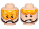 Part No: 3626pb2302  Name: Minifigure, Head Dual Sided Orange Visor, Brown Eyebrows, Chin Strap, Smile, Visor Down / Visor Up Pattern (SW Luke Skywalker)