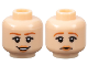 Part No: 3626pb2348  Name: Minifigure, Head Dual Sided Female Dark Orange Eyebrows, Peach Lips, Smile / Sad Pattern (Claire Dearing)