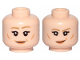Part No: 3626pb2357  Name: Minifigure, Head Dual Sided Female Dark Tan Eyebrows, Nougat Lips, Lines on Cheeks, Eyebrow Raised, Smile / Smirk Pattern (Leia)