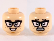 Part No: 3626pb2443  Name: Minifigure, Head Dual Sided Black Eyebrows and Glasses, Reddish Brown Freckles, Smile / Scared Pattern