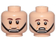Part No: 3626pb2452  Name: Minifigure, Head Dual Sided Dark Brown Eyebrows, Black Chin Strap, Cheek Lines, Neutral / Scared with Wrinkles Below Eyes Pattern